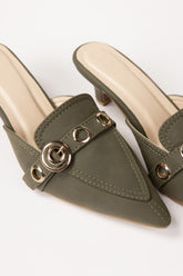 Olive Green Mules IFS-MLS25-001